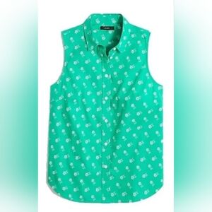 J.Crew - Green Floral Sleeveless Tank Blouse - 3X